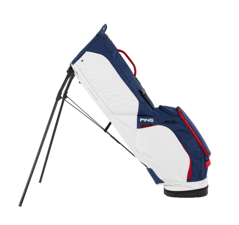 PING HooferLite 264 Stand Golf Bag | Navy/White/Cherry, left-side view