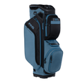 The Ping 2026 Pioneer 244 Cart Bag in Blue Slate/Black features a 15-way top and multiple zippered pockets, shown standing upright on its base against a white background.