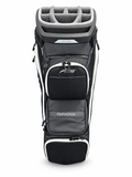 PING Traverse 244 cart golf bag in Black/Lunar/White, front view showing tiered pockets on a white background