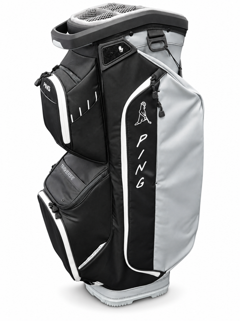 PING Traverse 244 cart golf bag in Black/Lunar/White, right side view on a white background