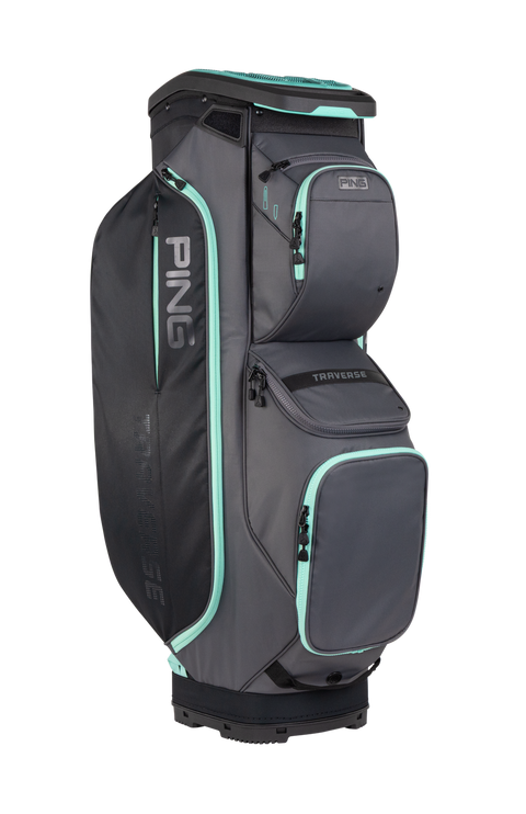 PING Traverse 244 Cart Golf Bag | Iron/Black/Aqua, product view