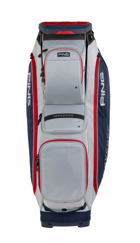 PING Traverse 244 Cart Golf Bag | Lunar/Navy/Cherry, front view