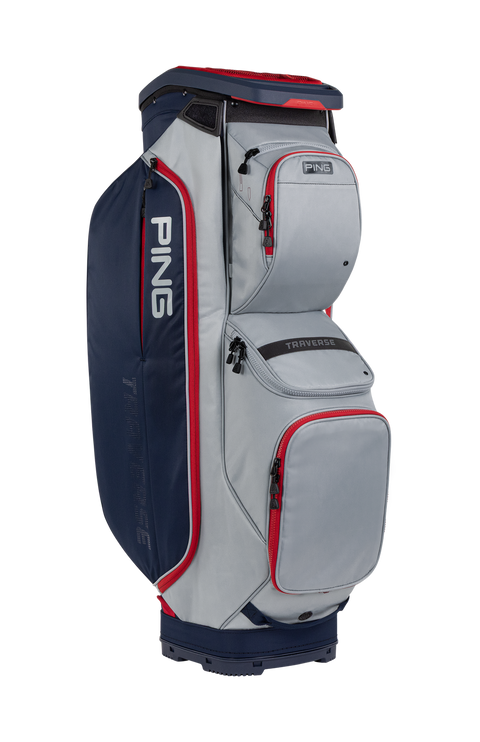 PING Traverse 244 Cart Golf Bag | Lunar/Navy/Cherry, product view