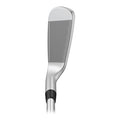 A close-up of the PING ChipR steel shaft wedge, highlighting its grooved wedge face and partial shaft against a white background