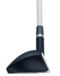 A close-up of the head and shaft of a modern golf putter, showcasing a dark matte finish and sleek, angular design details inspired by forgiving face technology from the PING G Le3 Women's Hybrid by Ping.