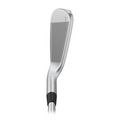 The PING G440 Irons Set (5-PW+UW) by Ping is displayed at a slight angle, showcasing its grooved clubface and sleek silver finish against a white background—ideal for golfers seeking game-improvement irons.