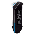 A black Ping headcover with blue and white accents, featuring “PING” vertically in white and “G 400” at the top—perfect for protecting your PING G440 Max Fairway Wood | Left-Handed or any left-handed golf club.