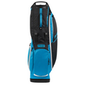 The PING HooferLite 231 Stand Bag by Ping, shown in black and blue with the logo on the side and front, features multiple zippered pockets and compartments. The lightweight golf bag stands upright against a white background.