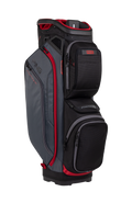 PING Pioneer 244 Black/Iron/Cherry cart golf bag, three-quarter view