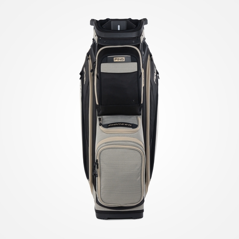PING Pioneer 244 Golf Cart Bag in Heather Sand/Black, front view