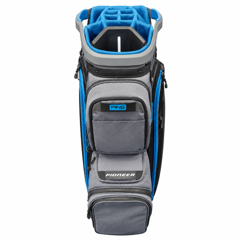 PING Pioneer 244 Iron/Black/Mali Blue – front pockets and putter well