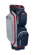 PING Pioneer 244 Navy/Lunar/Cherry cart golf bag, three-quarter view