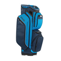 The PING Pioneer 244 Golf Cart Bag by Ping in blue and navy offers multiple zippered pockets, a sturdy base, and organized club dividers—ideal as a premium golf cart bag for golfers in New Zealand.