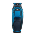 The Ping Pioneer 244 Golf Cart Bag features multiple zippered pockets and compartments. This stylish blue and black bag stands upright, offering New Zealand golfers premium functionality both on and off the course.