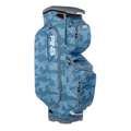 The PING Traverse 244 Cart Bag | Blue Isles features a tropical palm pattern, gray accents, multiple pockets, and a 14-way divider—ideal for your next round.