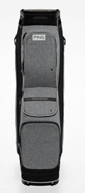 Heather grey ping traverse showing the front pockets