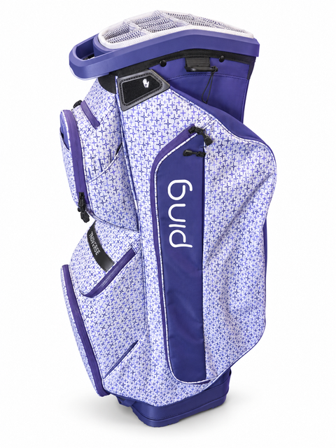 PING Traverse 244 cart golf bag in Galactic Lilac, right side view on a white background