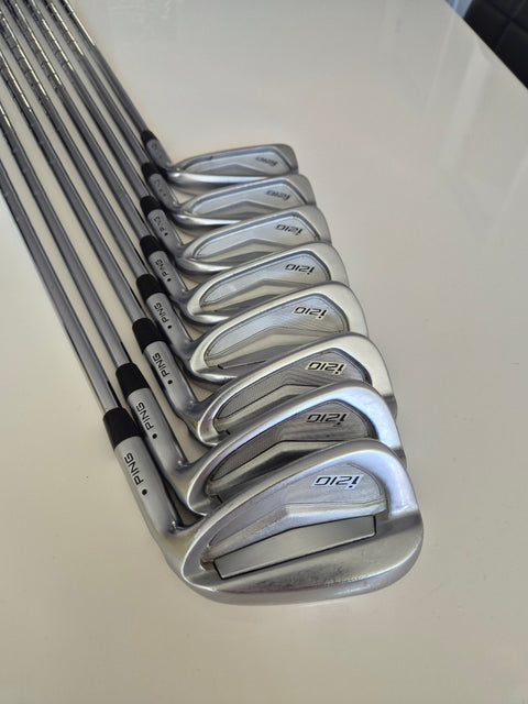 Used PING i210 4-PW plus UW right-handed eight-club iron set, black dot, good condition