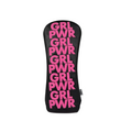 The PRG Originals 2025 Girl Power Driver Headcover by PRG features black, durable leatherette with “GRL PWR” boldly embroidered in pink, making a striking statement of empowerment on the course.