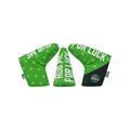 The PRG Originals 2025 Luck of the Irish Blade Putter Headcover by PRG features green material, white “RUB ME FOR LUCK” text, and shamrock decorations, capturing Irish charm on a white background.
