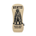The PRG Originals 2025 Most Wanted Driver Headcover by PRG features a cowboy with golf clubs like pistols, “WANTED” above, and “FASTEST DRIVE IN THE WEST” below, providing top driver protection and standout style in beige.