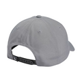 Rear view of the grey Adidas Performance golf hat, showing the adjustable black snapback closure and detailed stitching along the panels.