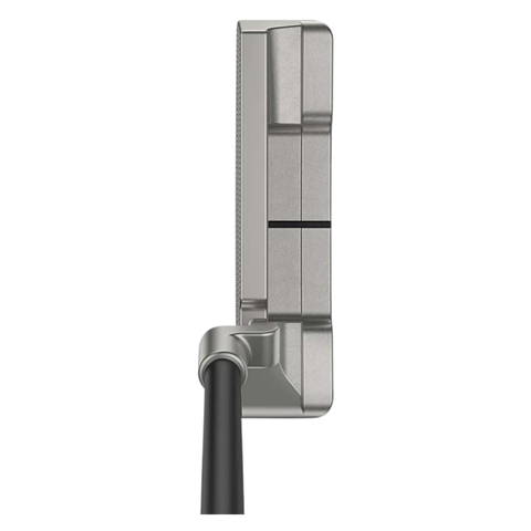 Top view, Anser 2 2024 Ping putter, silver finish, alignment lines, black shaft.