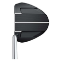 Top view, Ketsch G 2024 Ping putter, black finish, silver alignment lines, ridged surface, silver shaft.