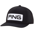 Black Ping Tour Vented Delta Cap with a black on white "PING" logo on the front. The cap features perforated side panels for ventilation.