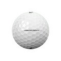 A Titleist Pinnacle 2025 Distance Golf Ball, featuring a white dimpled surface and DISTANCE printed in black, designed for longer drives, is pictured against a plain white background.
