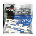 A clear plastic bag contains 15 Pride Wood Golf Tees by Pride in white and blue. The package notes they're premium hardwood, ProLength-Plus 3 1/4", and designed for drivers over 360cc.