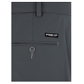 Close-up of ProQuip Winter Tech Mens Trousers in gray, featuring a buttoned pocket and a small black and white Proquip logo patch above it. The smooth, structured fabric is perfect for staying warm on the course.