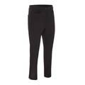 The ProQuip Winter Tech Womens Pants by Proquip are black, slim-fit golf pants with belt loops, stretch fabric, front and back pockets, a button closure, and tapered legs. Displayed upright against a plain white background.