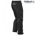 The Proquip Tempest Womens Pants in black are shown from the back, featuring the Proquip logo on the right pocket. The lightweight fabric stands out, with the “Proquip Ahead of the Game” logo displayed in the top right corner.