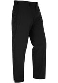 The Proquip Tempest Women's Pants in black are straight-leg, waterproof golf pants with an elastic waistband and side pockets, shown against a white background.