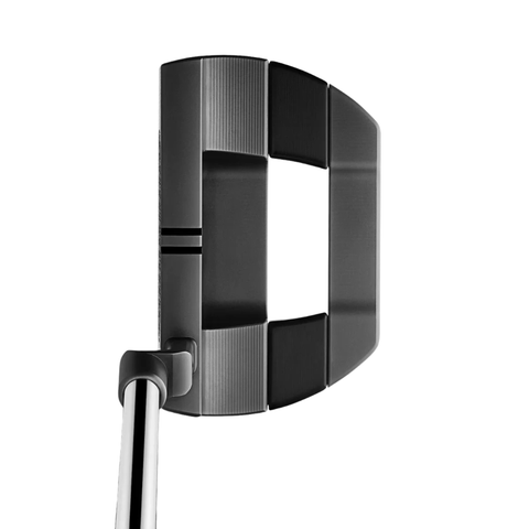 The Scotty Cameron 2025 Studio Xperimental Fastback 2 Putter | Limited Edition features a black mallet-style head with a hollow center and striped alignment aid, shown top-down on a white background.