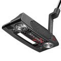 Close-up of the Scotty Cameron 2025 Studio Xperimental Squareback 2 Putter | Limited Edition, showcasing its black finish, metallic accents, textured face, and red and white lettering with "LIMITED" on the shaft—a true collector's piece.
