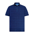 The Sporte Leisure Men’s Dri-Sporte Drift Polo in French Navy is a men's performance short-sleeve button-up with a classic collar, subtle abstract print, and moisture-wicking fabric for all-day comfort.