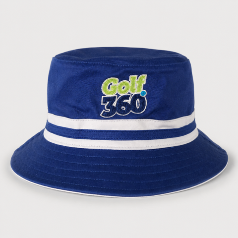 Royal and white Sporte Leisure Stripe Band Golf 360 Bucket Hat