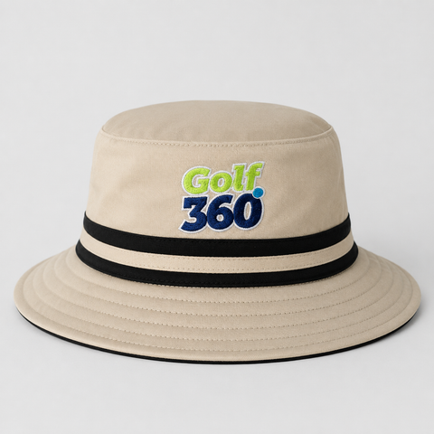 Stone and black Sporte Leisure Stripe Band Golf 360 Bucket Hat