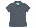 Sporte Leisure women's geometric quarter-zip golf polo in Island navy and mint, front view