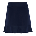 The Sporte Leisure Womens Skort with Frill in navy features a fitted waistband, discreet side pockets, and a subtle frilled hem for sporty elegance.