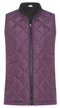 The Sporte Leisure Women’s Vest in Merlot is a sleeveless, lightweight quilted golf vest with a front zipper and high collar, shown against a white background.