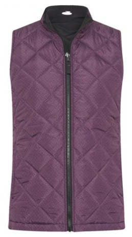 The Sporte Leisure Women’s Vest in Merlot is a sleeveless, lightweight quilted golf vest with a front zipper and high collar, shown against a white background.