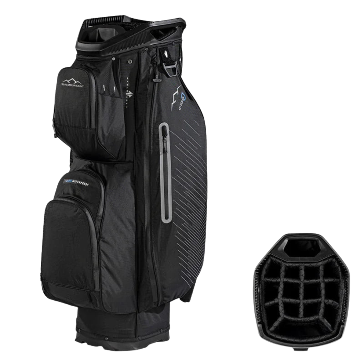NO GOLF × SUN MOUNTAIN CADDY BAG - Black Sun Mountain C100 H2NO Cart Bag | Waterproof Storage