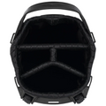 Top-down view of an empty Sun Mountain E-3.5 Carry Bag 2025, showing padded internal dividers and club sections. This lightweight golf bag by Sun Mountain has a structured, open design with top handles visible for easy carrying.