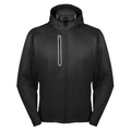 The Sun Mountain Men’s Colter III Jacket in black features a front zipper, left chest zip pocket, and two side pockets. This lightweight insulated jacket has a sleek finish and is shown on a mannequin against a white background.