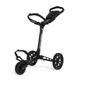 Sun Mountain Ridgeline 3 Wheels Golf Trundler, black, extended and ready to use, front angle view.