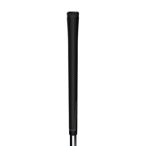 Close-up of the Superstroke Crossline 2.0 Club Grip in black, displayed vertically on a white background, showcasing its reliable all-weather performance.
