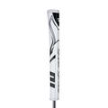 SuperStroke SuperSoft Claw 2.0 putter grip in black and white, featuring a patterned design with the SuperStroke logo running vertically along the grip.